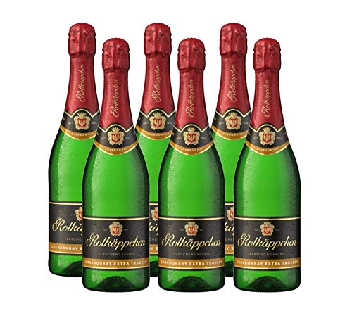 Rotkäppchen Sekt Flaschengärung Chardonnay Extra trocken 6 x 0,75l - Premiumsekt aus edlen Weinen – zum Anstoßen/ für besondere Anlässe /Geburtstag / als Geschenk