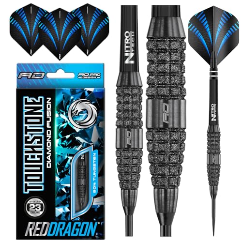 RED DRAGON Touchstone 23g - Tungsten Darts mit Flights und Schäfte (Steel Dartpfeile)