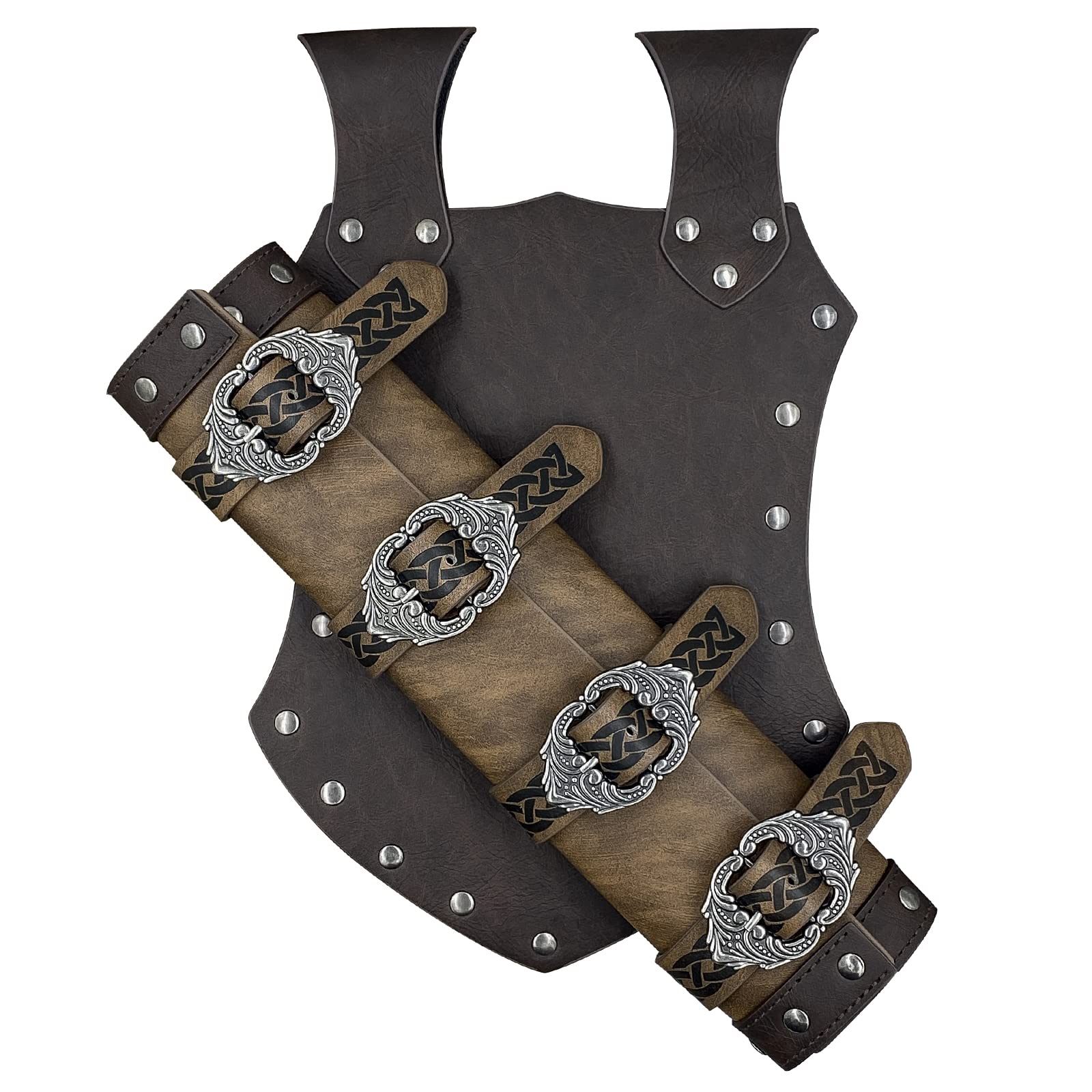 HiiFeuer Mittelalterliches Kunstleder-Schwert Frosch, Mittelalterliche Schwerttasche, Mercenary Knight Verstellbares Dolchholster (Braun A)