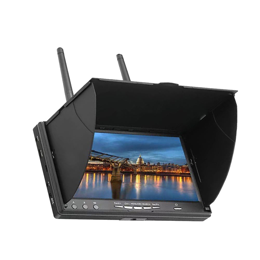 Qbkohphifm 5,8G FPV DVR Monitor 7 LCD-Bildschirm 800x480 40CH LCD5802D Eingebauter Doppelempfänger für RC FPV Drone Quadcopter EU-Stecker