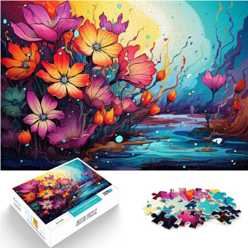 Puzzle Fantasie bunte Blumen 1000 Teile Puzzle für Erwachsene Holzpuzzle Jedes Teil ist einzigartig - Anspruchsvolles Familienspaßspiel 1000 Teile (50 x 75 cm)