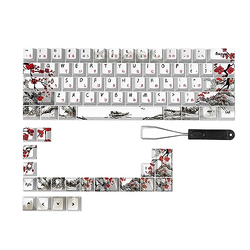 Stilvolle PlumBlossom Tastenkappen für 61 64 67 68 mechanische Tastaturen Deutsch Französisch Spanien Japanisch Englisch CherryProfile Keycap Office Keycaps Computerzubehör Mechanische Tastatur