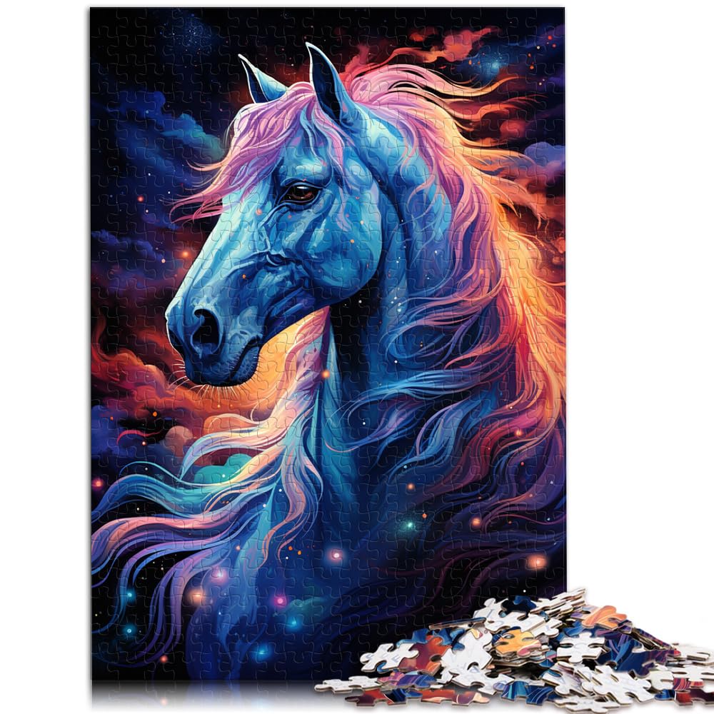 Puzzle für farbenfrohe Psychedelie des Sternenhimmelpferds. Puzzle für Erwachsene, 1000 Puzzle-Spielzeug, Holzpuzzle, lustige Familienspiele, 1000 Teile (50 x 75 cm)