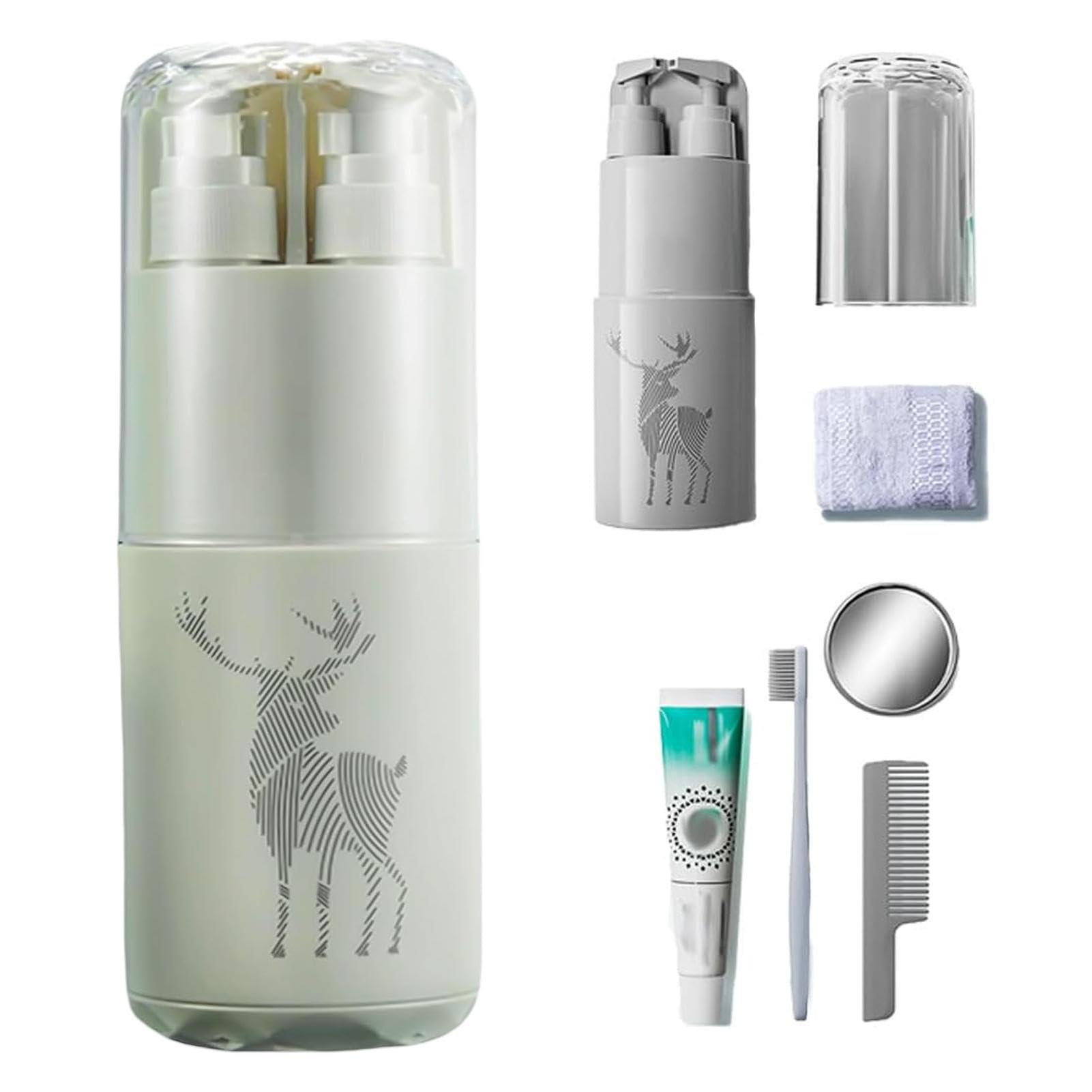 Zahnbürstenhalter-Set für Reise, 8-in-1-Toiletten-Set, Reisezahnbürste, multifunktional, unverzichtbar für Badezimmer, Reisen, grün, Se référer au descriptif, Siehe Beschreibung