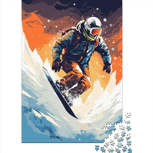 Snowboard-Ski-Puzzle, 500-teiliges Puzzle für Erwachsene und Teenager, großes Holzpuzzle für Erwachsene, nachhaltiges Puzzle für Erwachsene (52 x 37 cm)