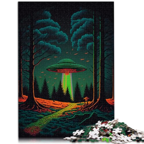 Puzzle für UFO-Kunst, 1000-teiliges Holzpuzzle, jedes Teil ist einzigartig – anspruchsvolles, unterhaltsames Spiel für die ganze Familie, 1000 Teile (50 x 75 cm)