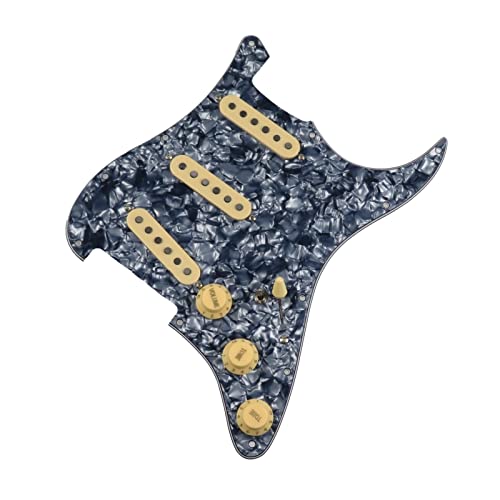 Geladenes Gitarren-Pickguard Geladene Pickguard-Pickups Gitarre-Alnico 5-Pickups SSS. Single Coils Pickups/Gelbe Pickupabdeckungen Set (Color : 14)