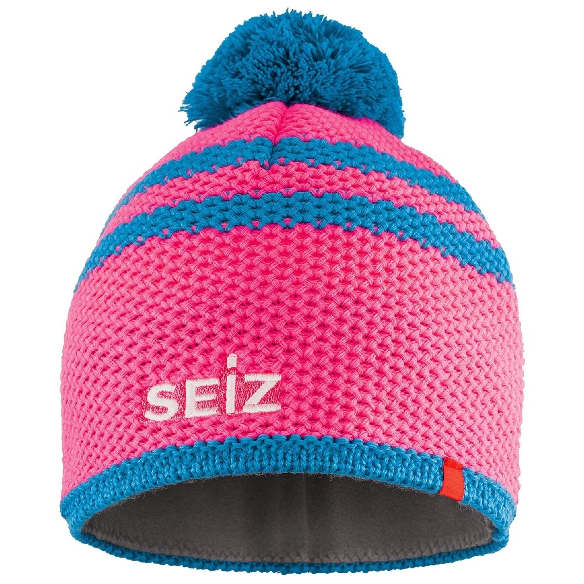 SEIZ Unisex – Erwachsene Strickmütze, Fuchsia, Mittelblau, L, XL