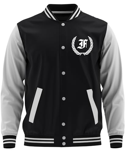 Mein Leben Frankfurt Herren College Jacke | Skyline Hoodie Stadt Frankfurt Jacke Utra Sport Fussball | Schwarz FB (L)