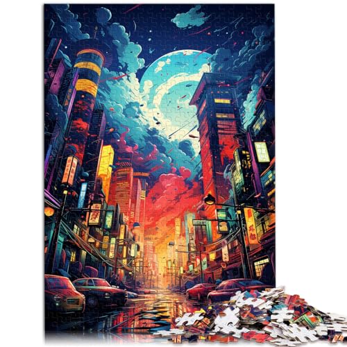 Puzzle für farbenfrohe, psychedelische Neon-Puzzles der Stadt Tokio für Erwachsene, 1000-teiliges Puzzle, Holzpuzzle, tolles Geschenk für 1000 Teile (50 x 75 cm)