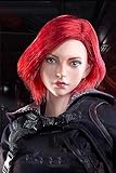 VUSLB 1/6 Scale Female Head Sculpt Rainbow Woman PVC Head Carving Red White Hair Fit 12'' Soldier Action Figure Body Model (Red Hair)