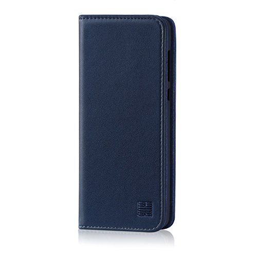 32nd Klassische Series - Lederhülle Case Cover für Huawei P20 Lite, Echtleder Hülle Entwurf gemacht Mit Kartensteckplatz, Magnetisch und Standfuß - Marineblau