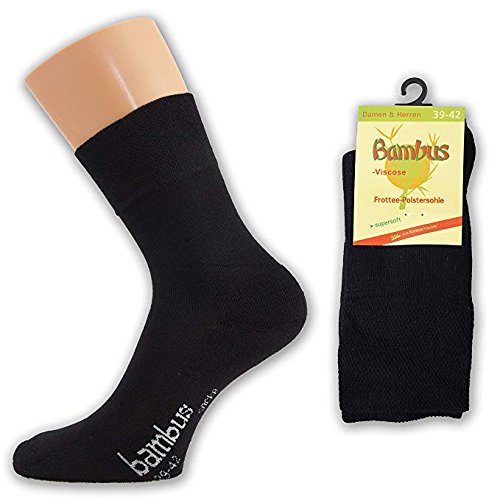 Wowerat 12 Paar superweiche Bambus Socken für Sie und Ihn - Optimaler Tragekomfort - Kein drückendes Gummi - Ideal für Business, Sport und Freizeit (39/42, Black)