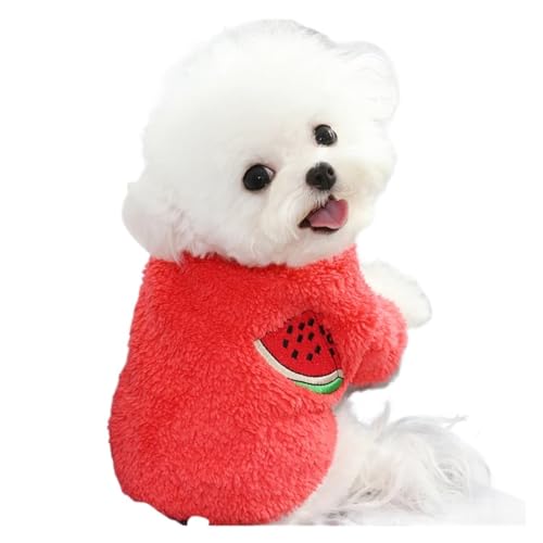 Hundekleidung, warmes Welpen-Outfit, Chihuahua, Haustierkleidung, passend für kleine Hunde, Mantel, Kapuzenpullover, Obst, Haustierkleidung (Rot, L)