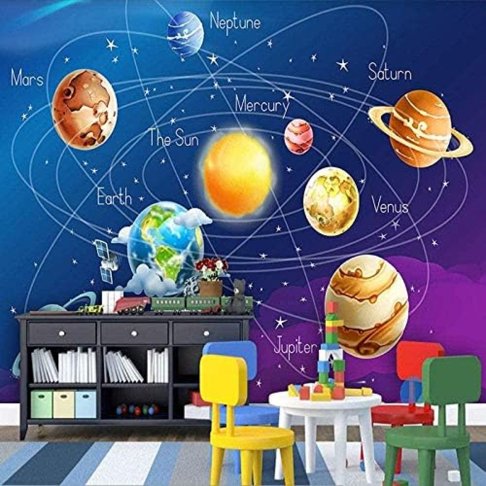 Blauer Kosmischer Sternenhimmel 3D Tapeten Wanddekoration Fototapete Sofas Wohnzimmer Wandbild Schlafzimmer-150cm×105cm