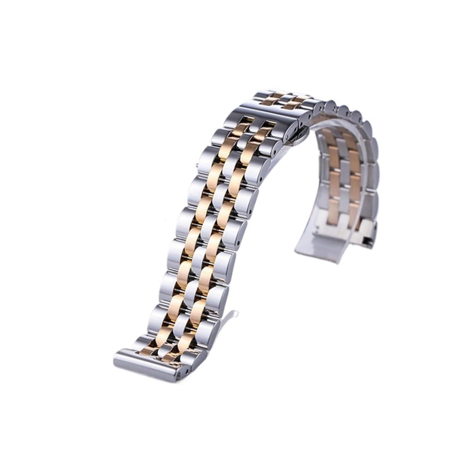 THBGTCNQ Uhrenarmband aus Edelstahl, 14 mm, 16 mm, 18 mm, 20 mm, 22 mm, 24 mm, flaches, gebogenes Ende, Doppelschnittstelle, Schnellverschluss, Ersatzarmband(F,16mm)