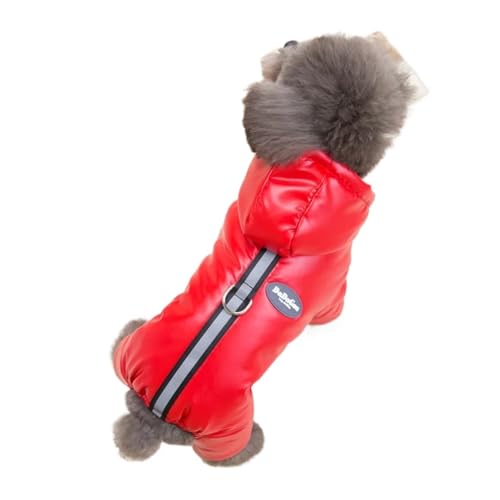 Warme Hundekleidung, Winterjacke, passend für kleine und mittelgroße Hunde, dick, wasserdicht, Yorkies, Haustiere, Hoodie, Chihuahua, Rot, Größe L