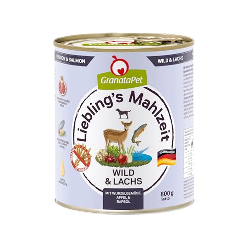 GranataPet Liebling's Mahlzeit Wild & Lachs, Nassfutter für Hunde, Hundefutter ohne Getreide & ohne Zuckerzusätze, Alleinfuttermittel, 6 x 800 g