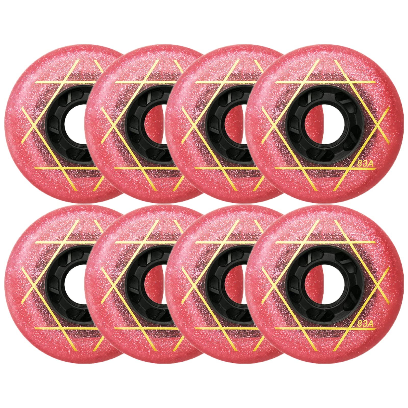 BFVAKBKYT Rollschuh-Räder, Ersatz-Skate-Rollen, Skateboard-Rollen, Inline-Skate, hochelastische PU-Rollen for Bremsrollen, 8er-Pack(Pink,72mm)