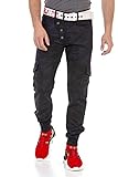 Cipo & Baxx Herren Jeanshose Denim Jogger Cargo Hose Camouflage Pants CD690 Blaucamouflage W29 L32