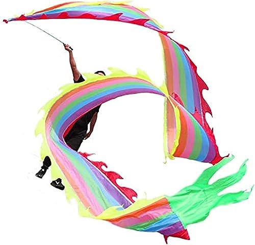 LNNW Drachentanzband Sport Dragon Dance Fitness Ribbon, 3D Chinese Flowy Spinning Amp Shaking mit Rods Flinging The Dragon Spiral Practice Streamer, geeignet for erwachsene Anfänger Outdoor-Sport-Drac