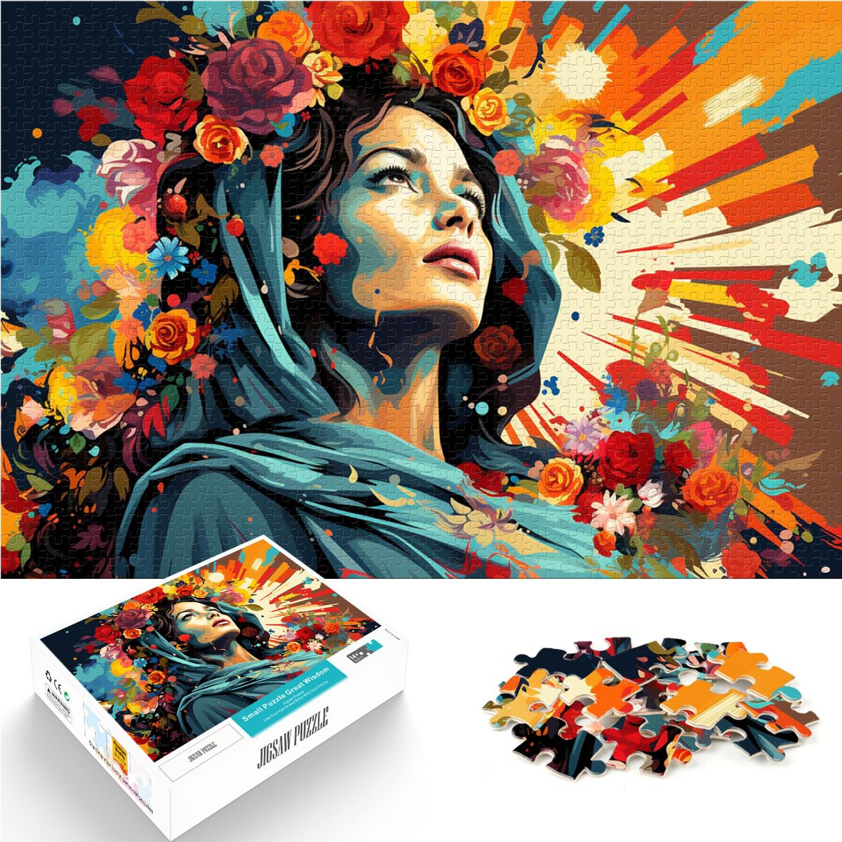 Puzzle, Bunte Kunstfrau, Puzzles 1000 Teile, Holzpuzzle, Spielzeug, Puzzles, Lernspiele, Stressabbau-Puzzles, 1000 Teile (50 x 75 cm)