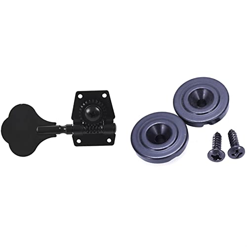 Gitarren Stimmwirbel 2 Stücke Goldene Elektrische Bassgitarre String Halterer Baum Black & 4 Stücke Gitarre Tuning Pegs Elektrische Bass Tuner PEG