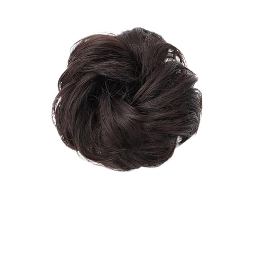 Haarteile Haarknoten Synthetischer Chignon mit Gummiband, braun, blond, glattes Haar, lockiges Chignon-Haarteil, Dutt, Kordelzug for Frauen Brötchen Haare(T4/27/30)