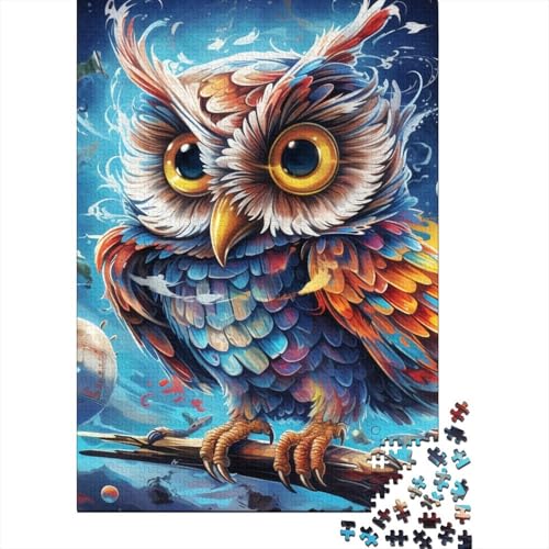 Fantasy Art Owl Holzpuzzle für Erwachsene, 500-teiliges Puzzle für Erwachsene Teenager mit passendem Poster und Wissensblatt 20,47x14,96 Zoll