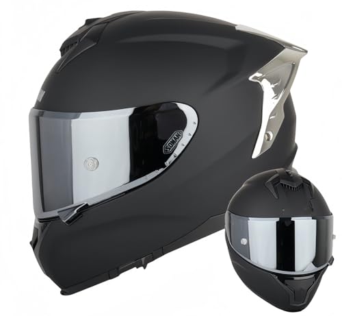 Modularer Integrierter Motorradhelm, ECE-Zugelassener Visier-Integral-Motorradhelm Antibeschlag-Motorrad-Rollerhelm Doppelspiegel Herren Damen Antikollisionshelm T,XXXL65-66CM