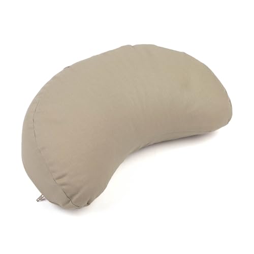 Bodhi Meditationskissen Halbmond Mini | Yogi MOND ECO | 100% Bio-Baumwollbezug | Yogakissen halbmondförmig mit Buchweizenfüllung | Halbmondkissen für Yoga & Meditation | Light Taupe