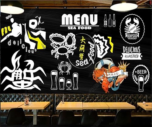 tyujlkjddlf Tapete Wandbild 3D Benutzerdefinierte Tafel Meeresfrüchte Königskrabbe Restaurant Catering Hintergrundwand-140Cmx100Cm