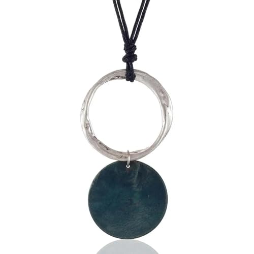 Charme Halskette Ketten Schmuck Herren Frauen Anhänger Necklace Mehrfarbige Lange Vintage-Halskette Für Damen Mit Holzanhängern, Halsketten Und Anhänger, Blau