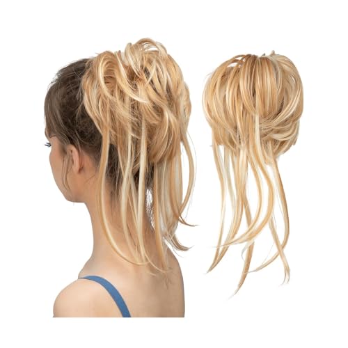 Haarteile Haarknoten Synthetische elastische Messy Bun-Haarteile, lockiges Haargummi, schwarz, blond, braun, Chignon-Band, Hochsteckfrisur, Donut for Frauen, natürliches Kunsthaar Brötchen Haare(26H61