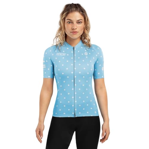 SIROKO - Radtrikots für Damen Abbaubarkeit Race Dots - L - Blau