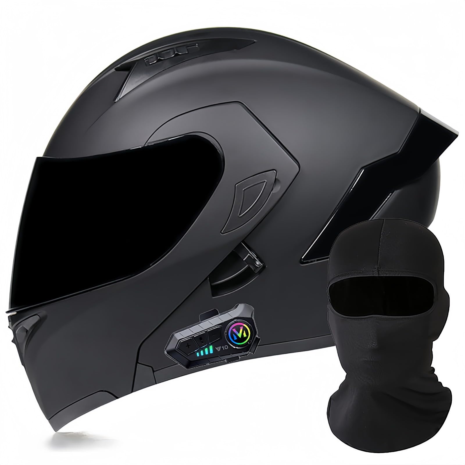 Modularer Motorrad-Bluetooth-Helm, DOT/ECE-Zugelassener, Hochklappbarer, Integrierter Motorradhelm Für Männer Und Frauen Mit Doppelvisier, Integriertem Dual-Lautsprecher 1,XL61 ~ 62cm