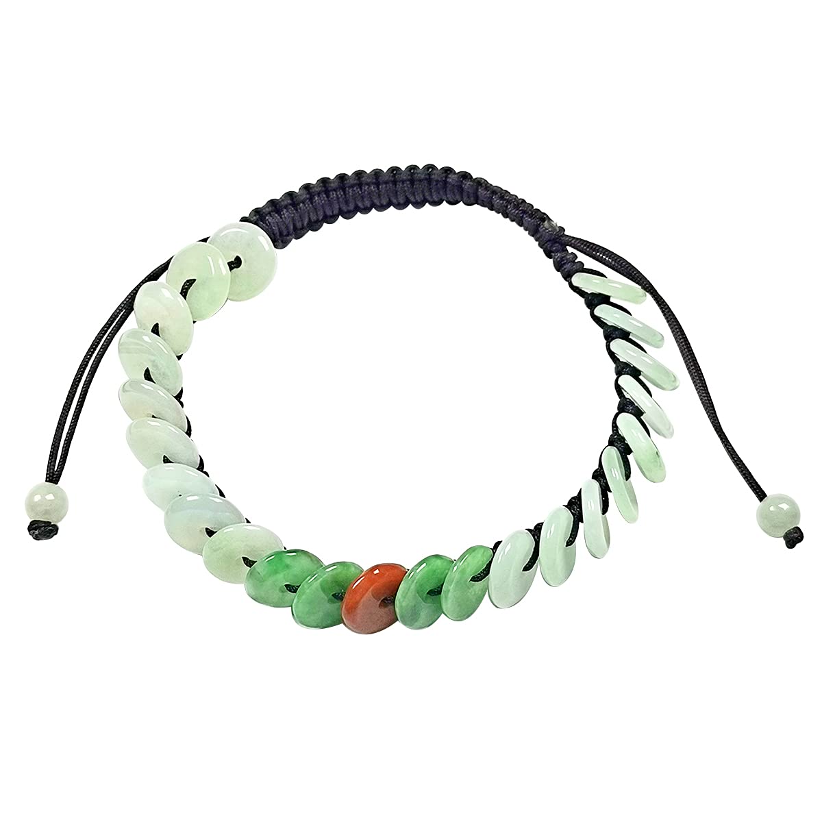 YIHANSS Armband, natürlicher friedlicher Donut, Burma-Jadeit, Jade, Mehrfarbig, verstellbares Armband, Damenschmuck (Farbe: Größe 02)