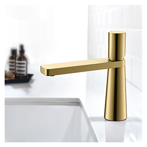 Waschbecken-Wasserhahn aus gebürstetem Gold, Messing, Badezimmer-Wasserhahn, Mischbatterie, Waschbecken-Wasserhahn, Roségold, heißer und kalter Waschtisch-Wasserhahn(Brushed Gold Short)