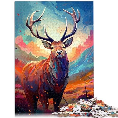 Puzzle-Geschenk, farbenfrohe Elch-Puzzles für Erwachsene, 1000 Puzzles, Holzpuzzle, Spaß für Aktivitäten zu Hause, Geburtstagsgeschenk, Reisegeschenke, 1000 Teile (50 x 75 cm)