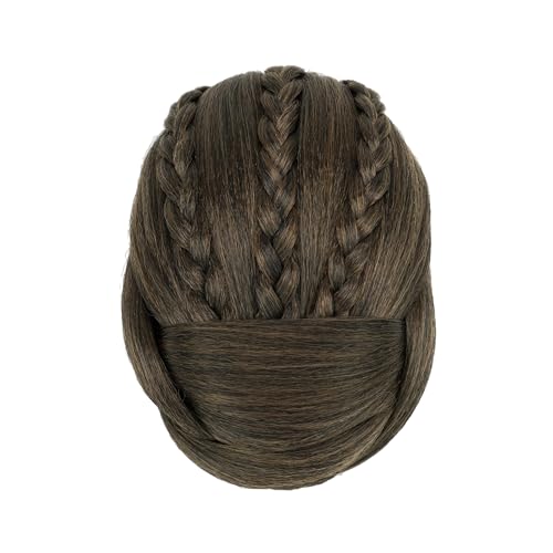 Haarteil Haargummi Kunsthaar, geflochtenes Haar, Chignon, Clip-In-Haarknoten, Donut-Rollen, Zubehör for Frauen Haarverlängerung(Mix Brown)