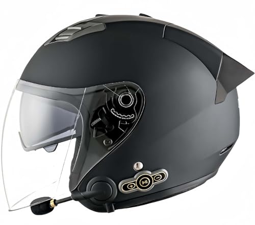 3/4 Motorrad-Jethelm Mit Bluetooth, Retro-Helm, Doppelbrille, Herausnehmbares Innenfutter, Ohrenschützer, ECE-Zertifizierung, Schutzhelm Für Roller, Fahrrad, Herren Und Damen F,XL61-62CM