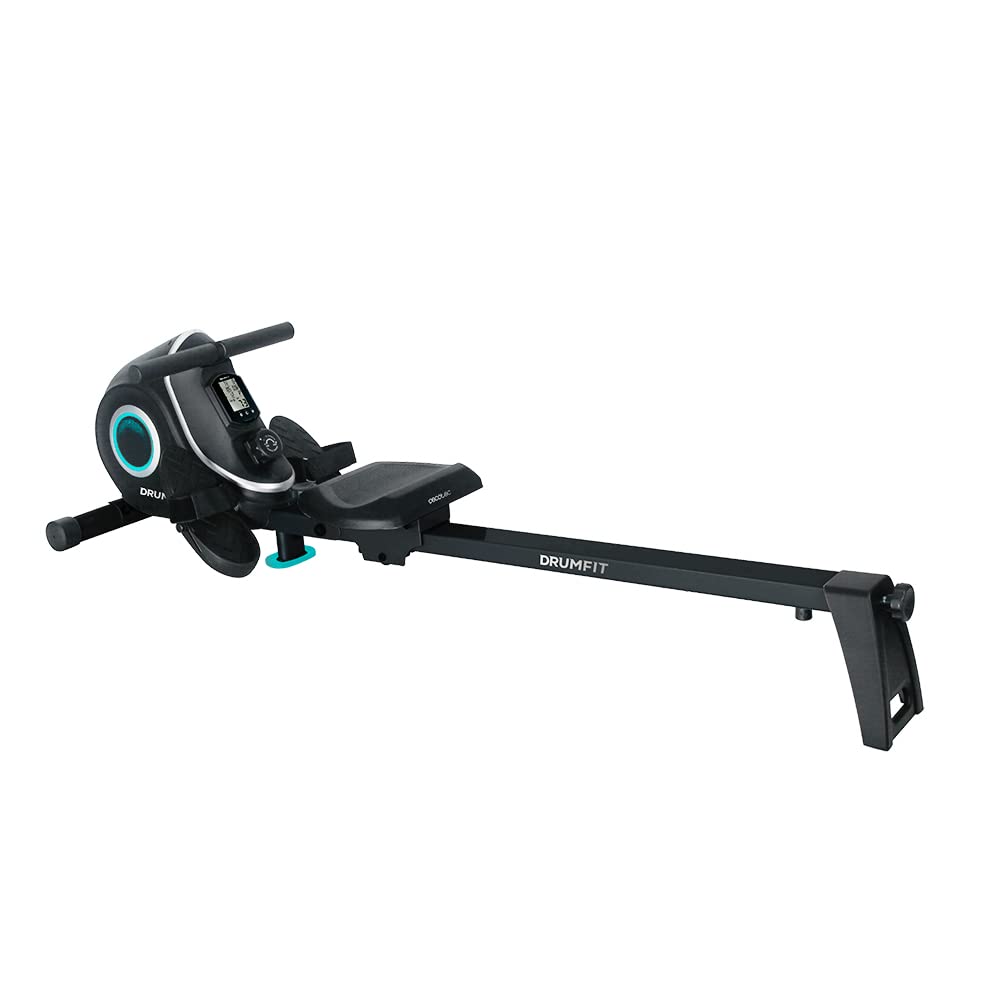 Cecotec Máquina de Remo Plegable DrumFit Rower 7000 Regatta. Resistencia Magnética, 10 Niveles, Volante de Inercia 7 Kg, Deslizamiento Silencioso, Display LCD, Reposapies y Ruedas