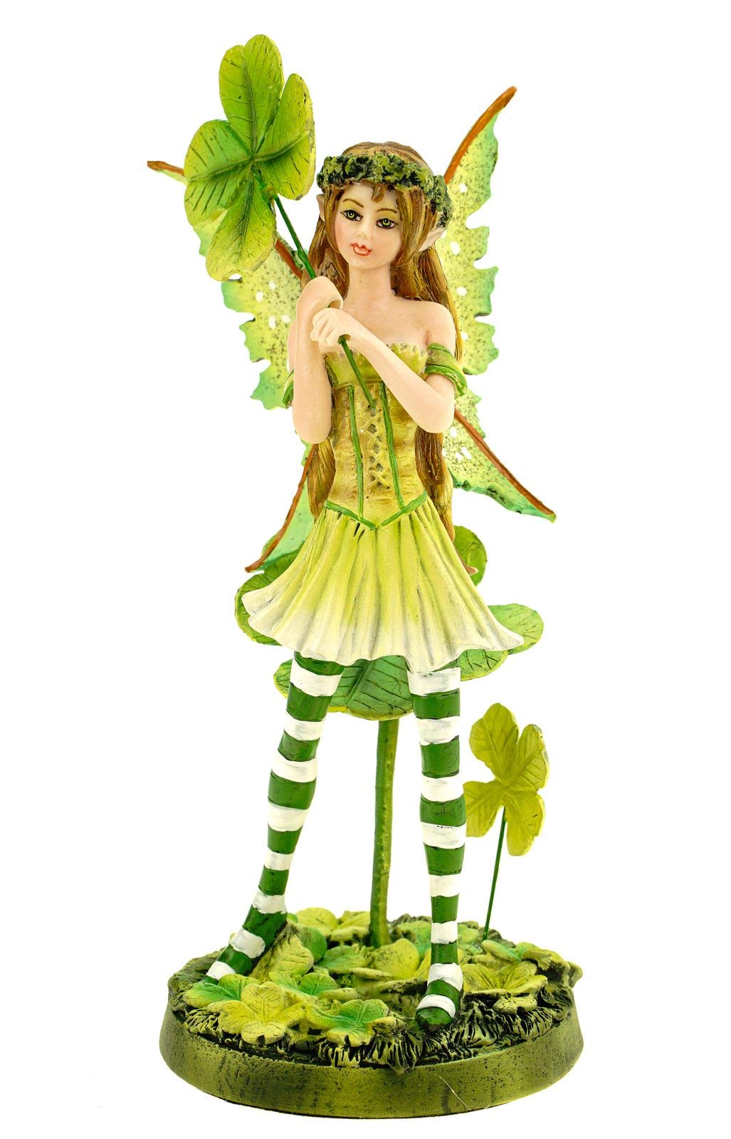 Vogler Fee Glücksfee Fortuna mit 4 blättrigen Kleeblatt 19 cm Figur Fantasy Fairy Elfe