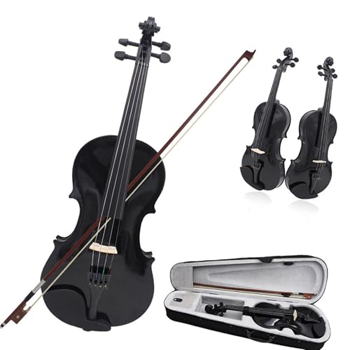 Standard Violine Violine Holz Anfänger Praxis Massivholz Geige(4/4-black)