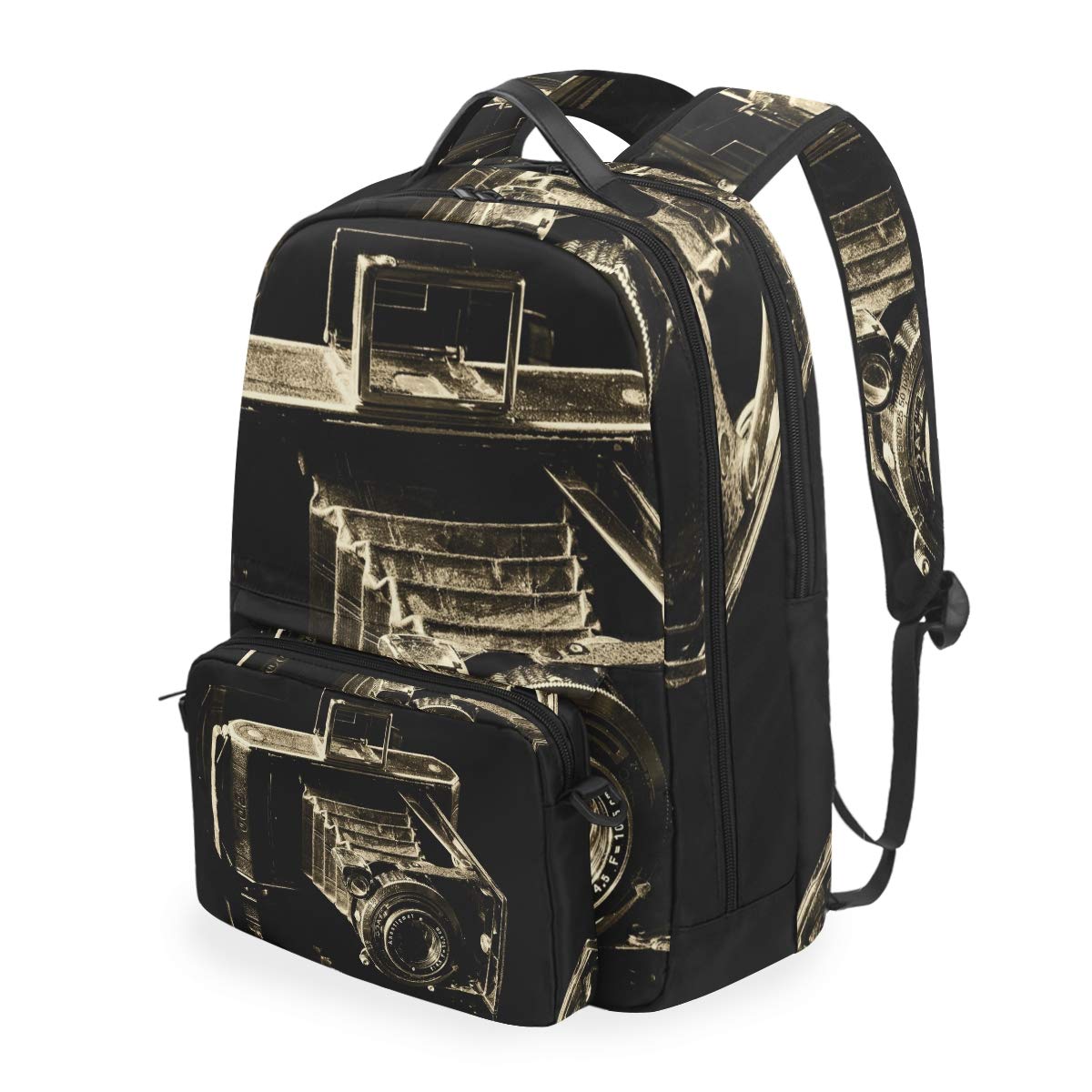 MONTOJ Retro Metall Kamera Reisetasche mit Cross Bag Campus Rucksack