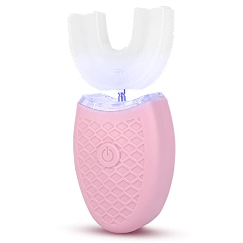 U-förmige elektrische Zahnbürste für Erwachsene USB Wiederaufladbare elektrische Zahnzahnbürste Automatische Reinigung Zahnbürste Mundpflege-Werkzeug 4-Gang-Einstellung(Rosa)