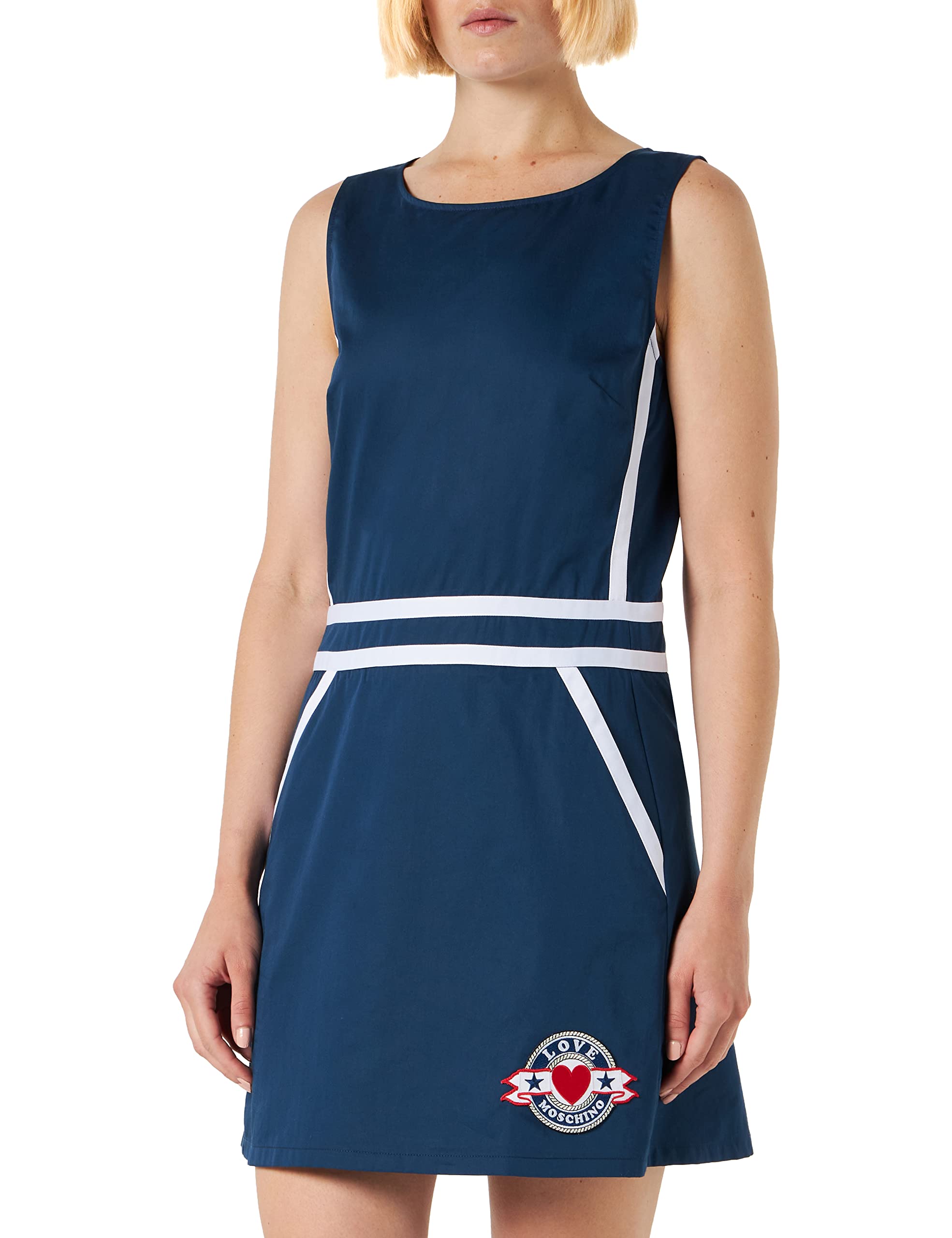 Love Moschino Women's Sleeveless A line Dress, Blue, 42