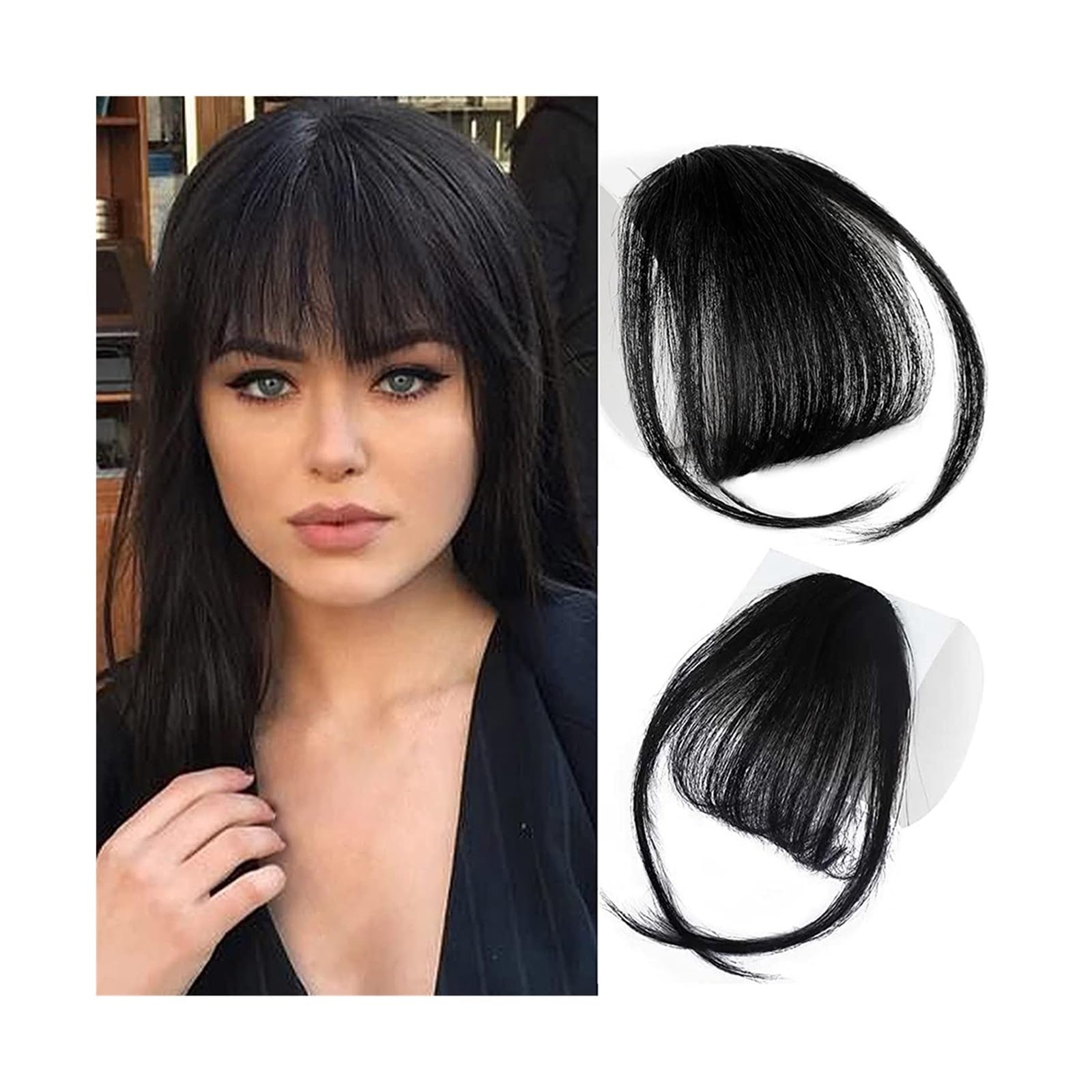 Pony Extension für Damen Bangs Haarspange Bang Clip on Air Bangs Natural Fringe Front Flat Bang 1 Stück Glattes Haar for Frauen Fringe Bangs(K20-2M33)