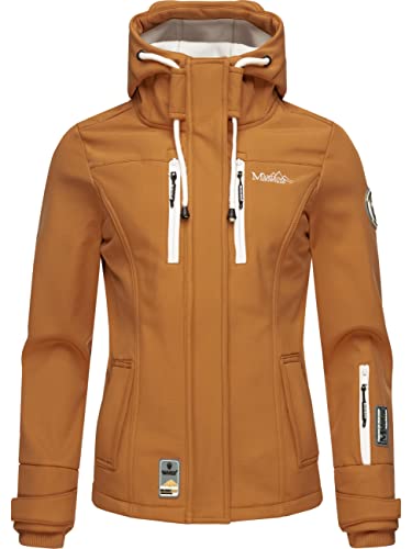 MARIKOO Damen Softshelljacke Übergangsjacke mit Kapuze Kleinezicke Caramel Brown Gr. XL