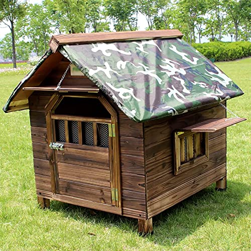 Katzenhaus Outdoor, Hundehütte Outdoor, Hundehütten for Große Hunde Draußen, Wetterfeste Katzenhäuser for Outdoor-Katzen, Outdoor-Katzenunterstand mit Tür ( Color : B+Sun Visor , Size : S )